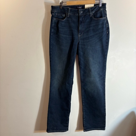 NYDJ Sz 14 High Rise Marylin Straight Dark Wash Jeans in Presley Collur NEW - Picture 3 of 14